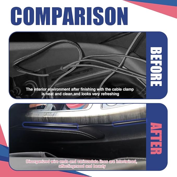 4PCS Car Wire Sleeve, Car Concealed Wire Sleeve, Self-Adhesive Tubing Cable Hidden Protector, Car Accessories Automotive Power Cord Cover PVC Cable Sleeve for USB, Audio and Video Line