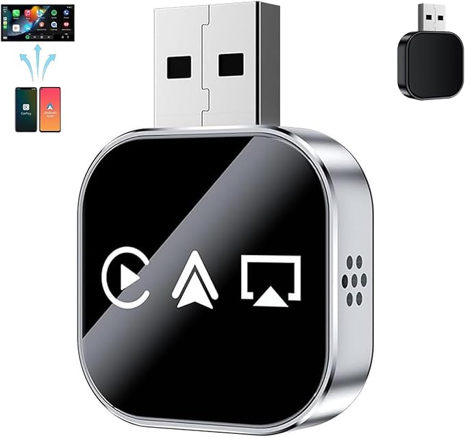 3 in 1 Wireless Carplay Adapter, Car Screen Mirroring Converter, 2026 Upgrade Mirror iOS Phone for iPhone/Airplay/Apple/Android, Bluetooth Auto Link, Wired to Wireless, Plug & Play (for Android)