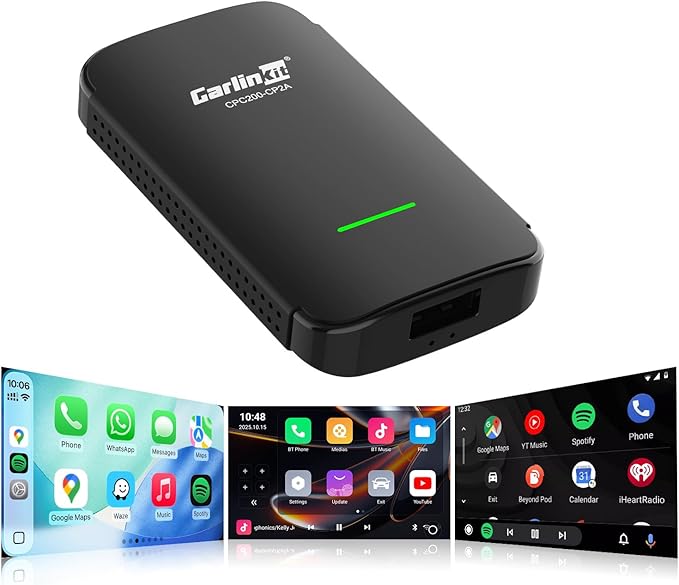 Carlinkit Wireless CarPlay & Android Auto Adapter CP2A PRO 3-in-1 Android(2+16G) System for OEM Wired CarPlay Cars, Support Netflix/You Tube/TikTok Lite, with USB-A/C from 2016 & iOS 10+/Android 11.0+