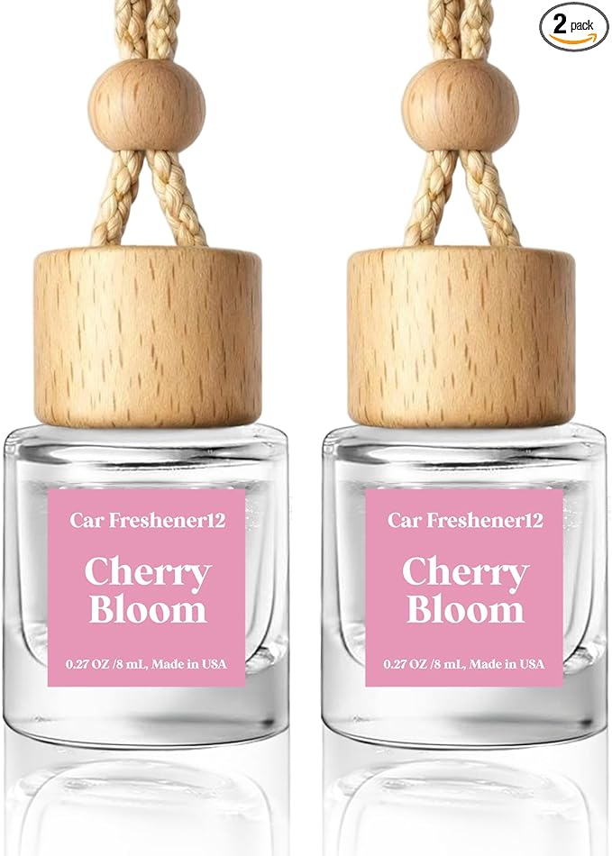 HoogaLife Car Air Freshener Diffuser 2 Pack Hanging Cherry Bloom Car Air Freshener for Women 45+ days Long Lasting Fragrance Made in USA (C12)