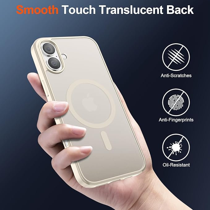 SUPFINE Magnetic for iPhone 17 Case (Compatible with MagSafe)(Military Grade Drop Protection) Translucent Matte Shockproof with Anti-Fingerprint Phone Cover,Antique White