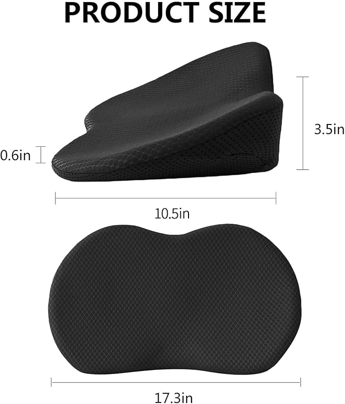 Car Seat Cushion for Ford Mustang 2000-2024, Four Seasons Universal Memory Foam Breathable Non Slip Auto Wedge Seat Pad Sciatica & Lower Back Pain Relief for Driving,Red