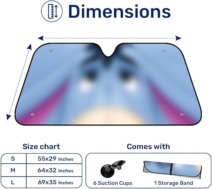 GENANY Cartoon Character Windshield Sun Shade for Car SUV Truck (55x30 Inches), Front Window Visor for Windows, Protector Blocks UV