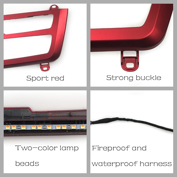 Car Inner Air Condition A/C Panel LED Lighting Ambient Light Trim Accessories For BMW 3 4 Series 3GT F30 F36 M3 M4 Center Control Two-color Atmosphere Lamp Panel Replacement Cover (Sport Red)