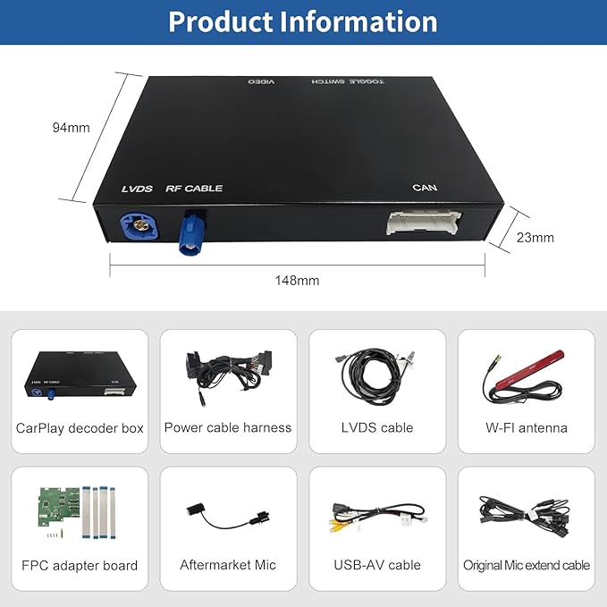 Road Top Wireless CarPlay Android Auto Retrofit Kit for Porsche PCM 3.0 (2008–2012) | Compatible with Cayenne 911 Cayman Boxster | CarPlay Interface Decoder, MirrorLink, Reverse Camera