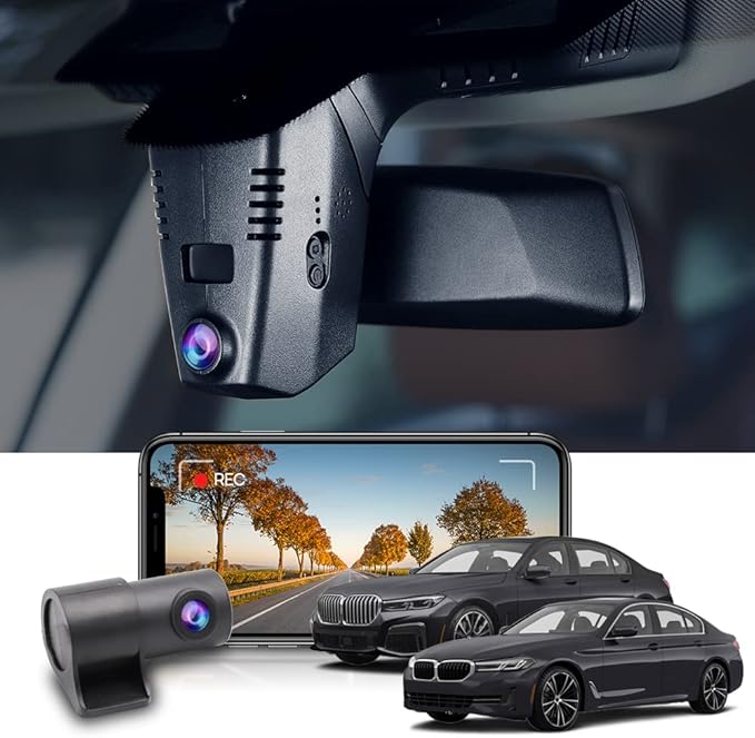 Fitcamx 4K Dual Dash Cam for 2018-2023 BMW 5 7 Series 530i 540i M550i 740i 750i M760i (G30/G11), OEM Look, Front 2160P+Rear 1080P Video, WiFi & APP, Loop Recording, G-Sensor, Easy to Set, 128GB Card