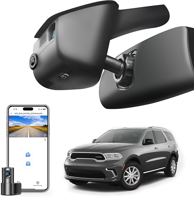 Mangoal Front 4K & Rear 1080P Dash Cam Custom Fit for Dodge Durango 2016-2026 (Model B), GT R/T SRT SXT,Integrated OEM Look, UHD 2160P, WiFi & App,128GB Card