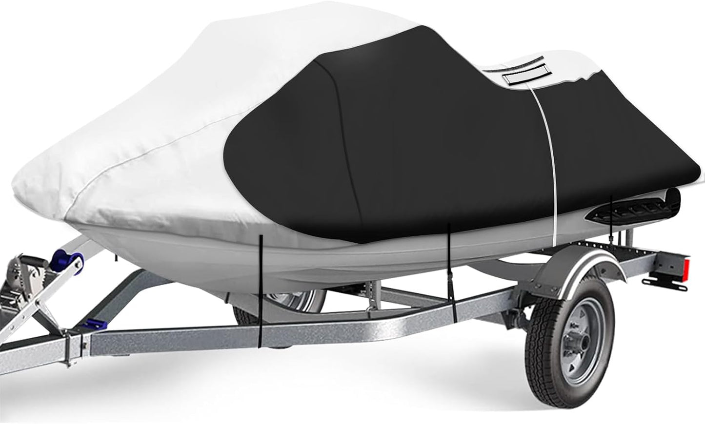 iCOVER Jet Ski Cover- Water Proof Heavy Duty Trailerable Personal Watercraft Covers for Seadoo Kawasaki Yamaha Wave Runner, Fits PWC Models Up to 135in Long