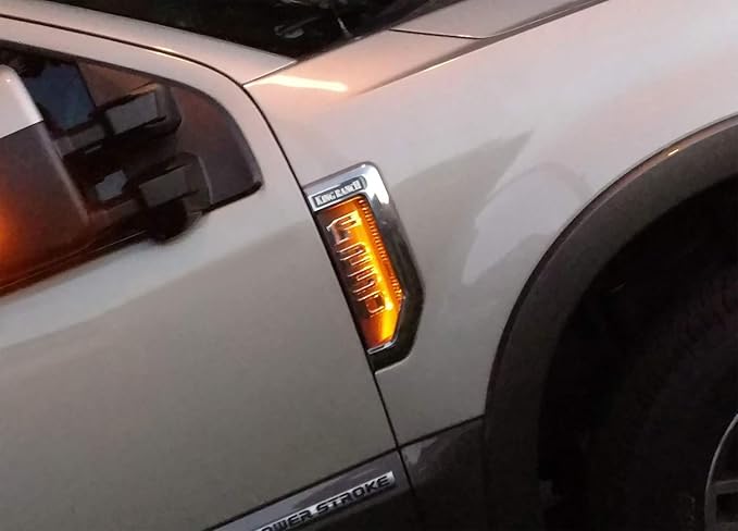 iJDMTOY Amber Yellow LED Background Illumination Kit Compatible with 2017-2021 Ford F250 F350 F450 Super Duty Side Fender Chrome Emblem