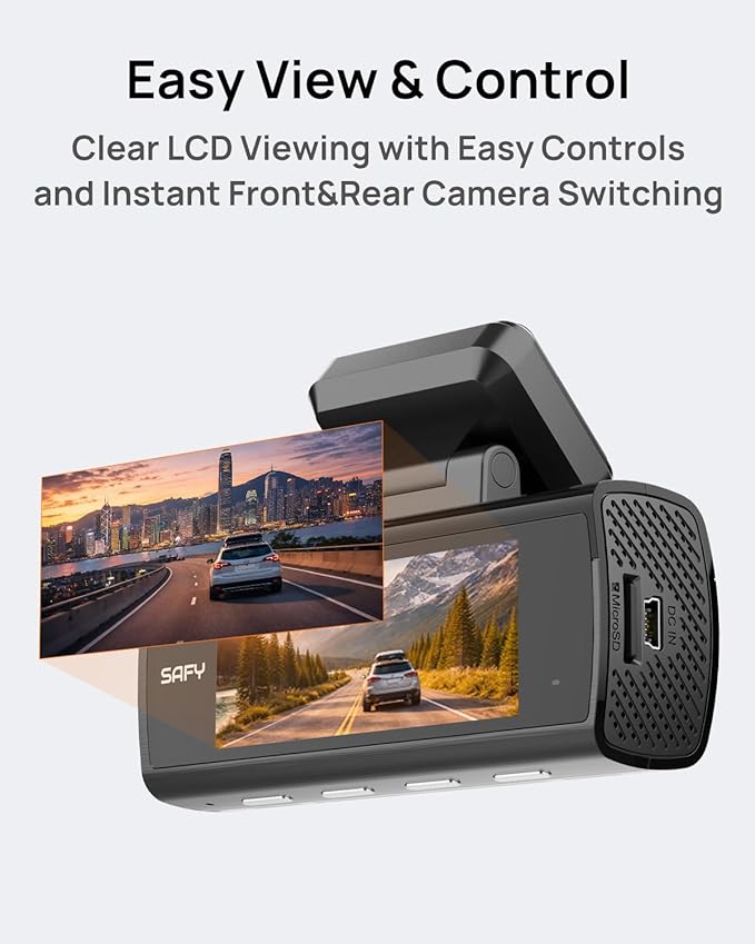 BlackVue SAFY9 2CH 256GB Dashcam - 4K+1080P Dash Cam Front and Rear, HDR Front, AI Night Vision, SD Card Included, Wi-Fi, GPS, 24-Hour Parking Guard, LCD Display