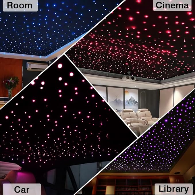 FIREWORK Starlight Headliner Kit, Fiber Optic Lights 10W RGBW Twinkle+Music Effect+APP+Remote, Mixed Diameter Fibers 460pcs of 9.8ft/3m (0.03+0.04+0.06in) for Star Lights for Car/EV & Home Ceiling