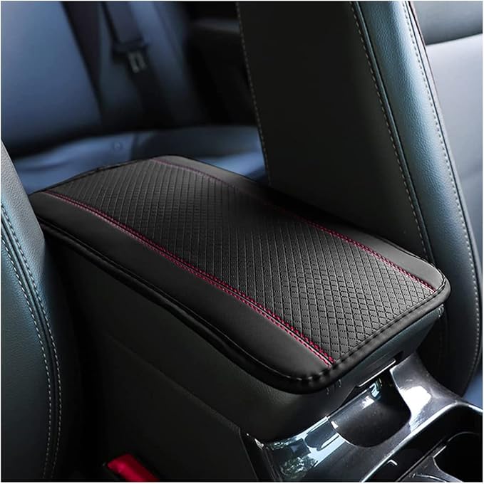 Ziciner Car Center Console Armrest Pad, PU Leather Waterproof Auto Armrest Seat Box Cover Protector, Universal 12.59x 7.24 Inch Vehicles Interior Accessories for Most Car SUV (Black & Pink)