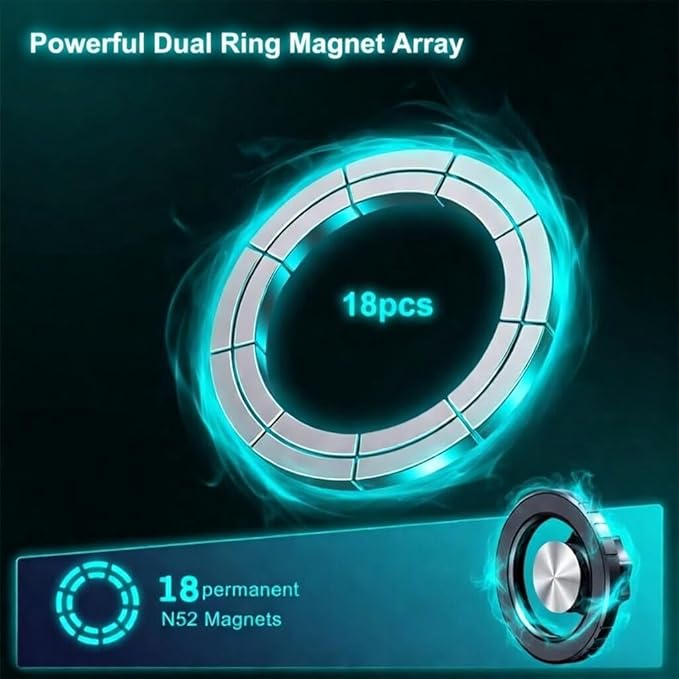 Magnetic Ball Phone Mount Compatible with MagSafe, 17mm/0.67inch Ball Joint, Strong N52 Magnets - Swivel & Rotate Car Phone Holder for iPhone 17 16 15 14 13 12 Android (MagSafe Holder only)
