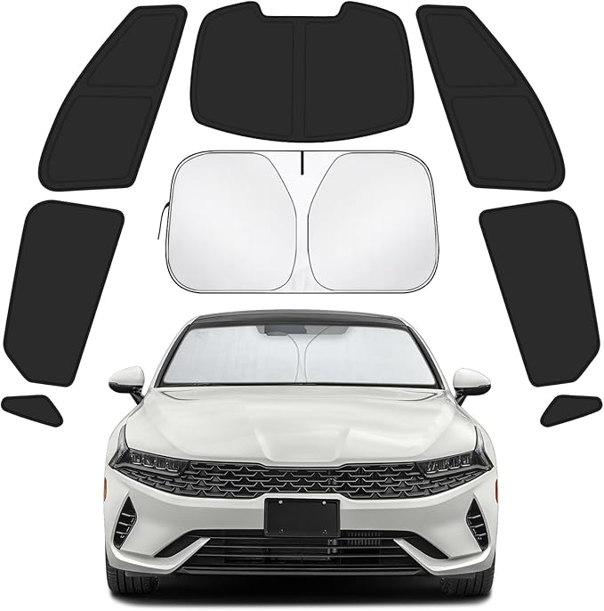 Car Window Shades for KIA K5 2021-2024 Accessories - Full Set 8PCS Side Window Sunshades with Memory Frame & Blackout Fabric, Privacy UV Shield for Camping/Travel
