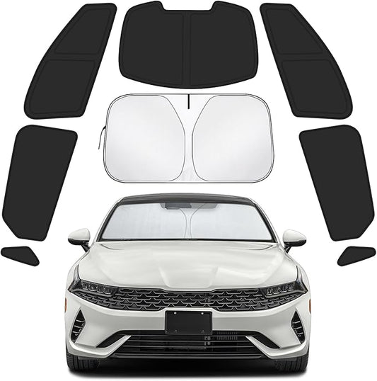 Car Window Shades for KIA K5 2021-2024 Accessories - Full Set 8PCS Side Window Sunshades with Memory Frame & Blackout Fabric, Privacy UV Shield for Camping/Travel