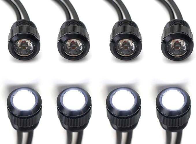 iJDMTOY 4pc Set 3W High Power LED Grille Mesh Mount Lighting Kit Compatible with Toyota FJ Cruiser 4Runner Tacoma etc., 6000K Xenon Projector Lens Spot Beam LED Lights