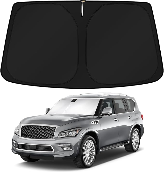 KUST Windshield Sun Shade for 2014-2024 Infiniti QX80 SUV Accessories Custom Fit Sunshade Sun Visor Protector Foldable Blocks UV Rays Keep Your Car Cooler