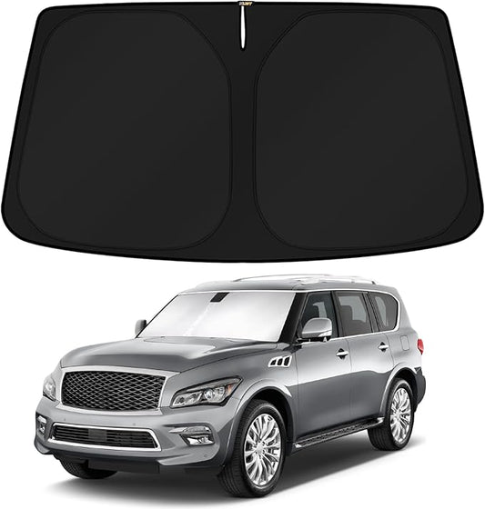KUST Windshield Sun Shade for 2014-2024 Infiniti QX80 SUV Accessories Custom Fit Sunshade Sun Visor Protector Foldable Blocks UV Rays Keep Your Car Cooler