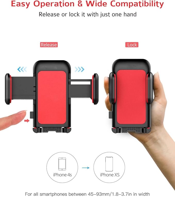 Cell Phone Holder for Car, CD Slot Mount, One-Handed Operation, Compatible with iPhone14 13 12 Mini 11 Pro XR XS MAX Galaxy S20 S20+ S10 Red