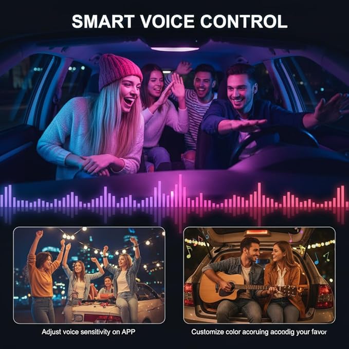 Interior Car LED Strip Lights RGB Fiber Optic Trim Lighting 5 in 1，Wireless APP Ambient Lighting Kits 236 inches Fiber Optic, 16 Million Colors Car Neon Lights, Music Sync