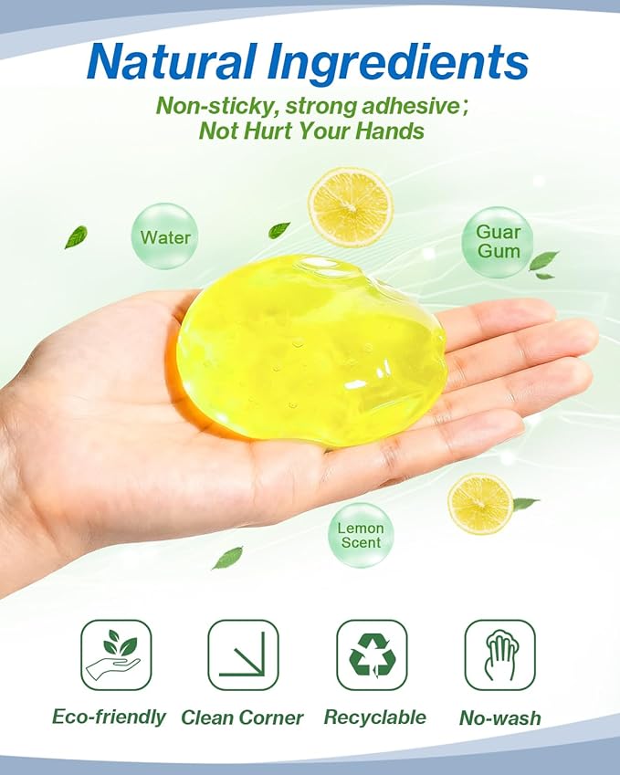 Car Cleaning Gel, Reusable Car Cleaning Putty for Interior Detailing, Dust Cleaning Gel for Air Vents, Cup Holders, Dashboards, Keyboard & Hard-to-Reach Areas, 80g, Yellow
