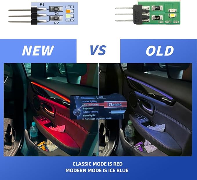 NJSBYL Blue-Red Interior Ambient Lighting LED Circuit Board for 2016-2022 B-MW X1 F48, 2010-2017 5Series F07, 2012-2015 7Series F01 Coupe Sedan SUV Door Handle Trim/Storage/Pocket Atmosphere Light