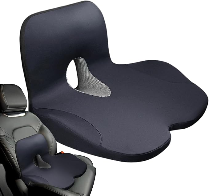 Ergonomic Car Seat Cushion - Non Slip Lumbar Support Pillow for Correction, Soft Foam with Full Back Support, Chair Pad for Women Men Hips Office Driving Home Travel Comfort