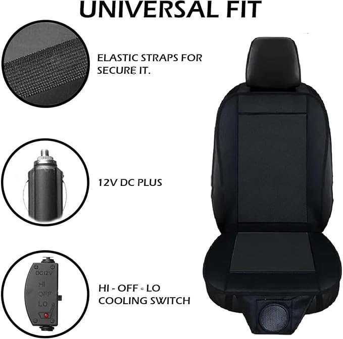 ZONETECH Cooling Car Seat Cover, Black Automotive Adjustable Temperature Comfortable Cooling Car Seat Cushion (1 Pack)