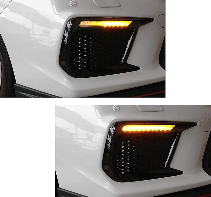 iJDMTOY White/Amber Dynamic Sequential Flash Switchback LED Daytime Running Lights Non-Fog Version Bezels Compatible with 2018-2021 Subaru WRX/WRX STI