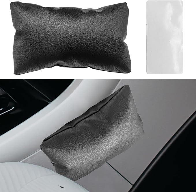 Car Knee Cushion Pad, PU Leather Automotive Center Console Elbow Armrest Pillow, Soft Auto Door Leg Support Pad Protector, Universal Vehicle Interior Comfort Accessories (Black)