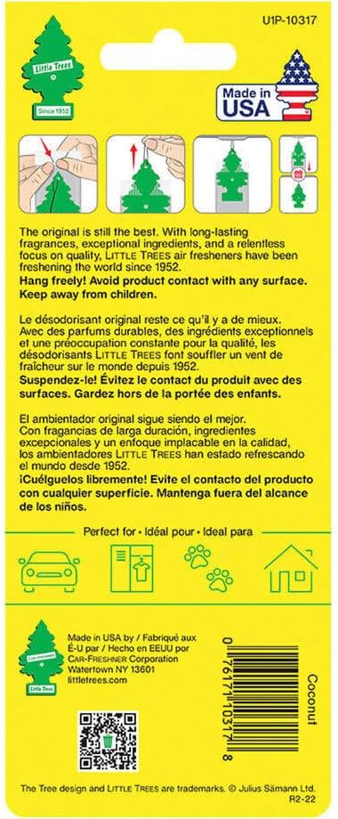 LITTLE TREES Car Air Freshener | Hanging Paper Tree for Home or Car | Coconut | 12 Pack (Packaging May Vary)