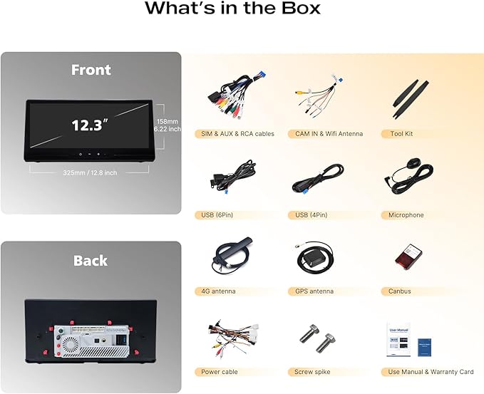8+256GB Car Radio for Toyota Corolla 2019-2022, 12.3" 1920×720P QLED Touchscreen, Android 13, Wireless CarPlay/Android Auto, 8-Core, Bluetooth 5.0, 5G WiFi/4G LTE