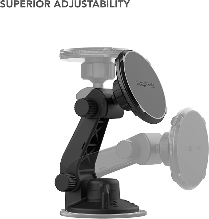 ROKFORM - Adjustable Magnetic Windshield Phone Holder, Compatible with MagSafe Phone Cases and Cases, Strong Suction Cup, 210° Tilt, 360° Rotation