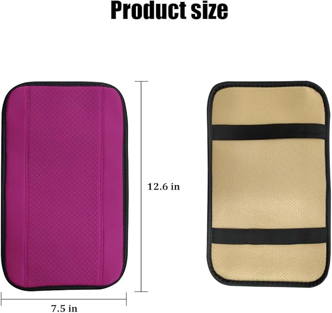 Car Center Console Cover, PU Leather Vehicle Armrest Seat Box Cover Protector, Comfortable Automotive Interior Arm Rest Cushion Pad Accessories, Universal for SUV Sedan Truck (Purple)
