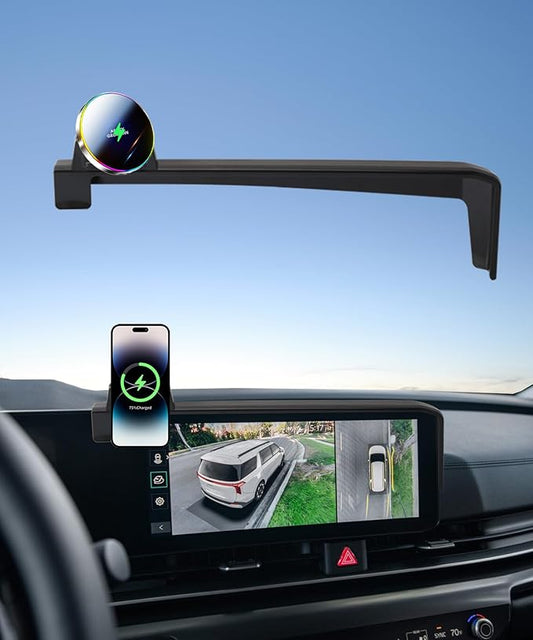 Car Phone Holder for 2025 2026 KIA Carnival/Carnival EV Accessories Apply to 12.3 Inch Touchscreen 15W Fast Wireless Charger Screen Fixed Clip HandsFree Cell Phone Mount 360° Rotation