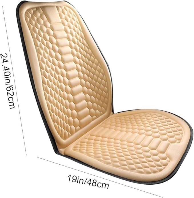 Car Seat Cushion Front Seat, Breathable Lumbar Support Car Seat Cushion for Long Sitting, Non-Slip Car Seat Pad (Beige)