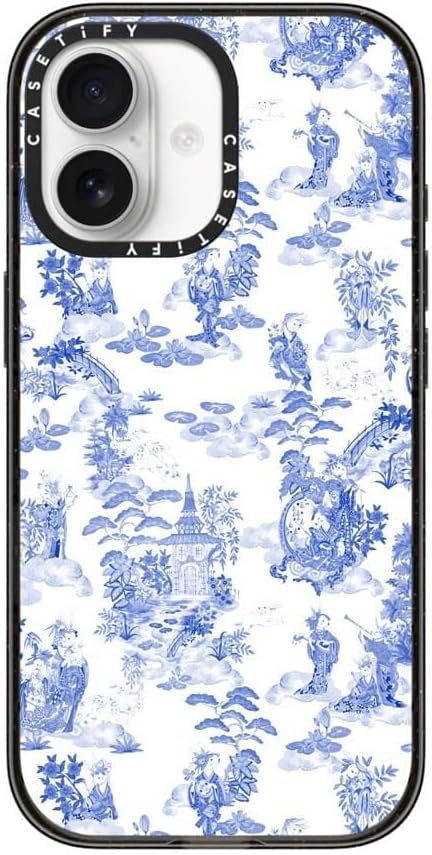 CASETiFY Impact iPhone 17 Case [Slim/Compatible with Magsafe / 8.2 ft. 4X Military Grade Drop Protection] - Moon Caravan Toile - Clear Black