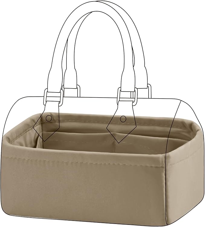 DGAZ Silk Purse Organizer Insert Fits LV Speedy 16/20/25/30/35/45 bags，Silky Smooth Bag Organizer，Luxury Handbag & Tote Shaper（Etoupe grey，SP16）