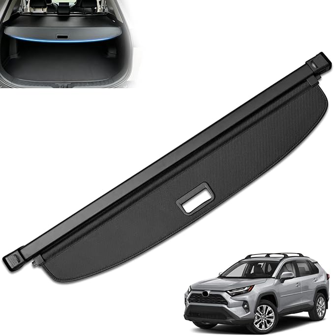 MIALUTY® Cargo Cover for 2019-2026 Toyota RAV4 Retractable Trunk Cover RAV4 Accessories Anti-Peeping Anti-Theft Privacy Screen,Trunk Luggage Shield Shade Carbon Fiber Texture