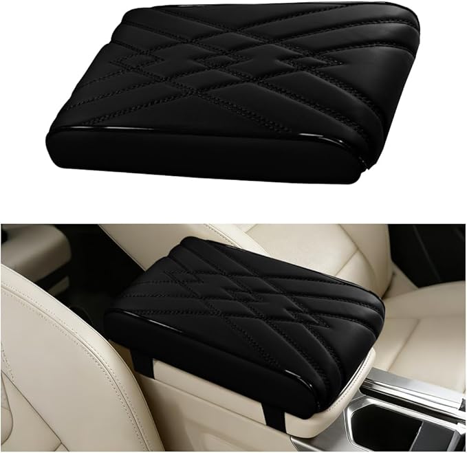 Car Center Console Cover, Memory Foam Vehicle Arm Rest Seat Box Cushion Pad, Scratch & Wear Resistant Automotive Middle Console Protector, Universal for SUV Automobile Truck (Black)
