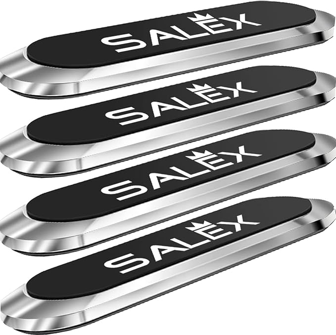 Flat Magnetic Phone Mount 4 Pack. Silver Cell Phone Holder for Car Dashboard, Wall, Truck. Universal Stick on iPad Wall Magnet Mount Kit for Tablets, Smartphones. Compatible with iPad, Tab, Note