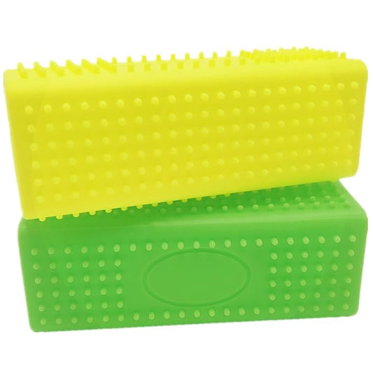 2 Pieces Pet Dog Cat Hair Remover, Block Roller Cleaner, Hollow Silicone Cleaner Brush for Sofa, Car Interiors, Furnishings, Carpets, Bedding or Any Fabric (Yellow, Green)