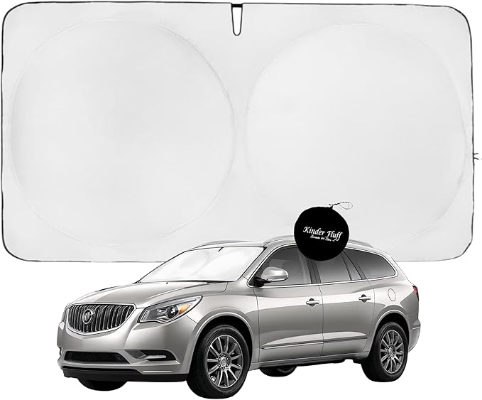 Windshield Sun Shade -Certified 99.87% UVB & 99.02% UVA Car Sun Shade. Award Winning Sunshade - Patented Technology | Compatible for Buick Enclave (2010-2017) | Car Shades by Kinder Fluff