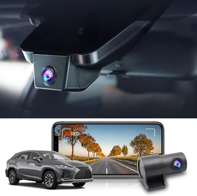 FITCAMX 4K Dual Dash Cam Suitable for Lexus RX 2016 2017 2018 2019 2020 2021 2022 RX350 450h F Sport Luxury, OEM Style, Front 2160P Rear 1080P Video, Loop Recording WiFi, Parking Mode, 128GB Card