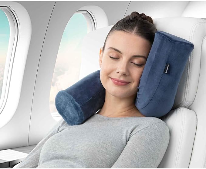 Brookstone Free Form Travel Pillow - Lightweight Flexible Memory Foam Travel Neck Pillow for Sleeping, Car, Airplane & Travel Support, Blue