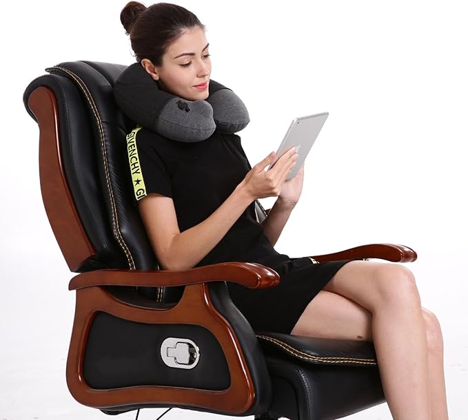 Inflatable Travel Neck Pillow, Airplane Neck Pillow for Long Flight Sleeping,Soft 100% Cotton Travel Pillow for Plane Head Rest, Portable Traveling Essentials