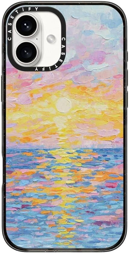 CASETiFY Impact Case for iPhone 16 Plus [Slim / 8.2 ft. 4X Military Grade Drop Protection/Compatible with Magsafe] - Frosted Sunset - Clear Black