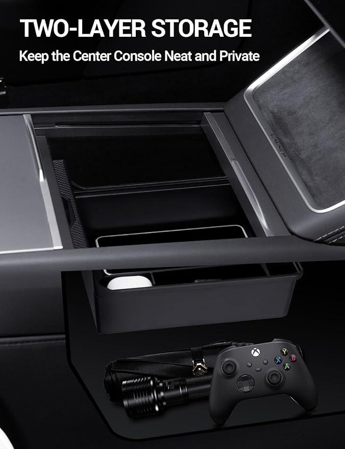 Motrobe 4PCS 2026 Center Console Organizer Tray for Tesla Model Y Juniper (Only Premium & Performance 2025/2026) Model 3 Highland (Standard, Premium & Performance 2024/25/26) Accessories