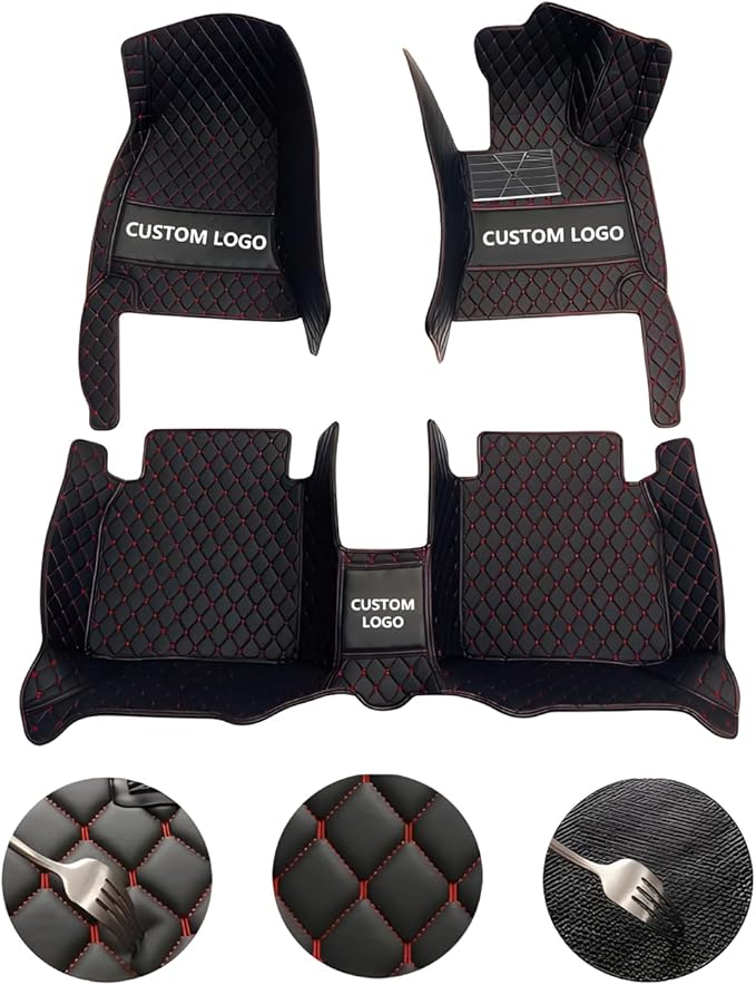 Customize Car Floor Mats for 99% Sedan SUV Sports Car All Weather Leather Full Coverage Waterproof Non-Slip Vehicle Lining Pads (Brown)