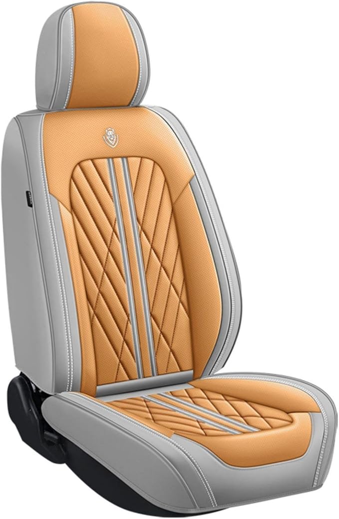 Premium Nappa Leatherette Car Seat Cover Set Custom Fit for Honda CR-V CRV 2000-2023 2024 2025 2026 Water-Proof Breathable Faux Leather Seat Cushion Protectors (Full Set 5 Seats,Orange Grey)